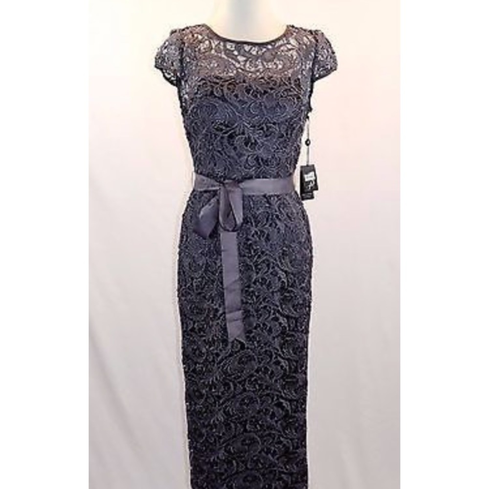 Adrianna Papell Cap Sleeve Lace Column gown